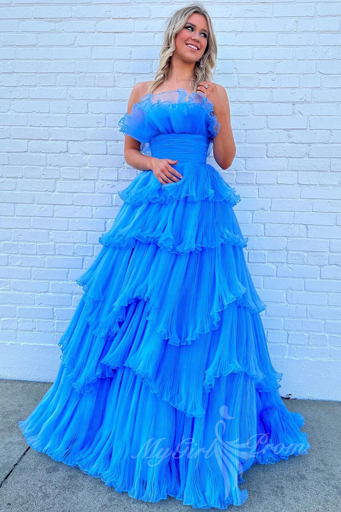 a line ruffles black tulle long prom dresses layered formal gown