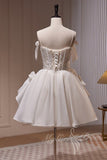 chic spaghetti straps homecoming dress with lace short party dress with bowknot