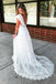 Elegant A-line V Neck Lace Beach Wedding Dress, Bohemian Bridal Gown PW558