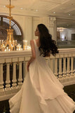 elegant a line square neck ankle length prom dress chiffon evening gown