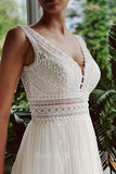 Elegant Bohemian Tulle A Line Bridal Dress Beach Lace Wedding Dresses PW577