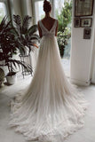 Elegant Bohemian Tulle A Line Bridal Dress Beach Lace Wedding Dresses PW577