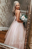 pink bowknot back a line long prom dress elegant pink evening dress