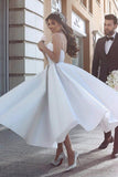 Spaghetti Straps Applique Lace Ankle Length Wedding Dresses PW581