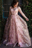 stylish tulle sequins long prom dresses backless slit long graudtion gown