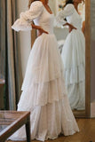 princess layered lace wedding dress 3 4 sleeves vintage bridal gown