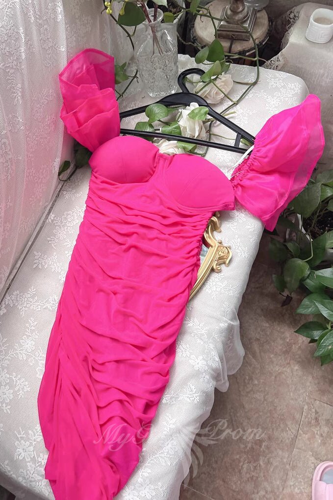 Short Sleeves Ruched Tight Short Bodycon Homecoming Party Dresses GM703