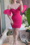 Short Sleeves Ruched Tight Short Bodycon Homecoming Party Dresses GM703