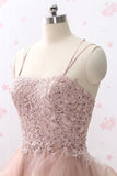 spaghetti lace pink homecoming dresses tulle short party formal dress