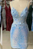 spaghetti straps burgundy sequins tight homecoming dresses with applique