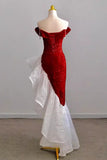 Shiny Off Shoulder Pink Mermaid Prom Dress With Ruffle, Sequin Formal Dress GP690