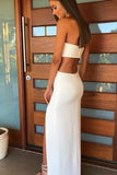 simple strapless long prom dress sheath cutout evening dresses with split