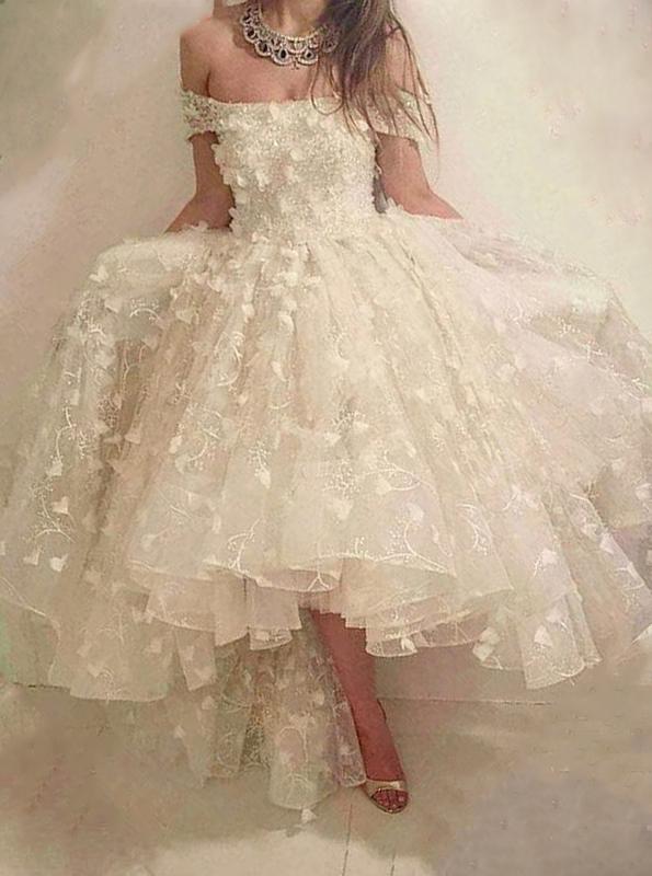 off shoulder tulle beaded flowers strapless prom homecoming dress
