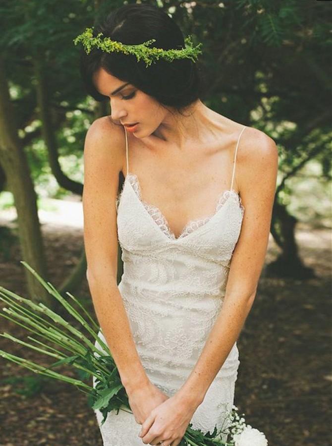 spaghetti straps mermaid backless lace beach wedding dresses