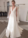 a line illusion bateau v back printed satin wedding dress