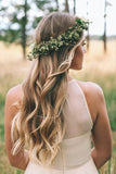 bohemian a line round neck chiffon beach wedding dress