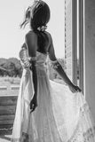 Flowy Off-the-Shoulder Strapless Lace Beach Boho Wedding Dresses PW191