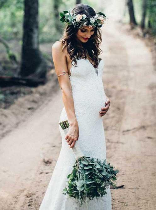 Boho Spaghetti Lace Mermaid Wedding Dress Backless Bridal Gown PW143