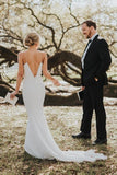 simple bridal gown mermaid spaghetti straps backless wedding dress