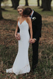 simple bridal gown mermaid spaghetti straps backless wedding dress