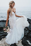 Mermaid Sweetheart Lace Appliques Beach Wedding Dress PW68