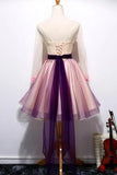 Chic 3D Floral Homecoming Dress Long Sleeve Tulle Short Prom Dress PM02