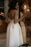 simple wedding dresses with pockets ivory backless spaghetti straps prom dress