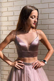 Sexy Spaghetti Straps Two Piece Prom Dresses With Beading MP194