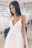 Spaghetti Straps V-neck Boho Wedding Dress Backless Bridal Dress PW135