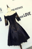 Black Short Homecoming Dresses Half Sleeve Off Shoulder Party Dress GM21