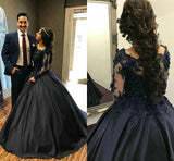 Ball Gown Long Sleeves Navy Blue Prom Dress Quinceanera Dresses MP93