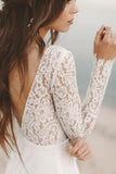 lace long sleeve wedding dresses chiffon beach bridal dress