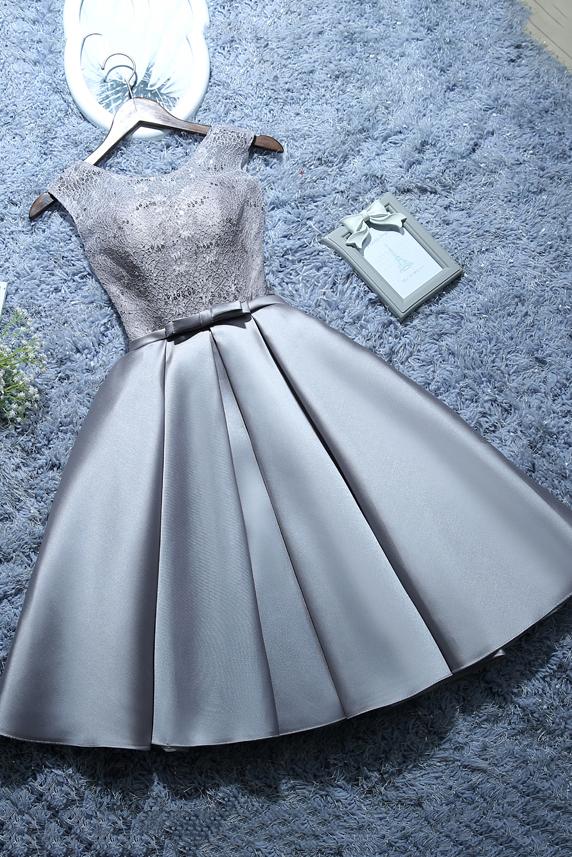 Burgundy Short Evening Dress Satin Lace A-line Short Homecoming Dress GM14