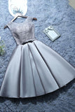 Burgundy Short Evening Dress Satin Lace A-line Short Homecoming Dress GM14