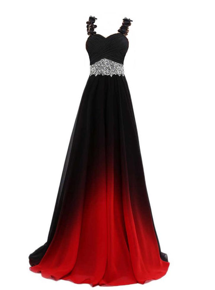 gradient chiffon evening dresses ombre long prom dress with beaded