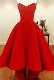 red short graduation dresses sweetheart high low prom dress