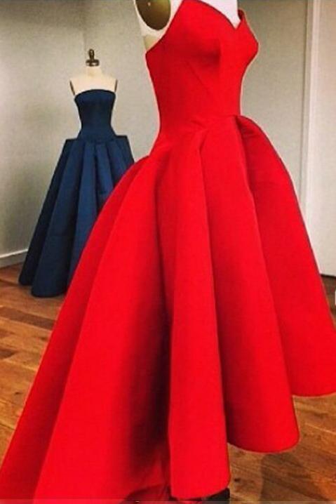 red short graduation dresses sweetheart high low prom dress
