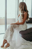 sweetheart sheath column beach wedding dress with lace appliques