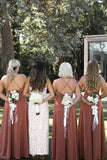Sleek Simple Floor Length Bridesmaid Dresses Backless with Slit PB50