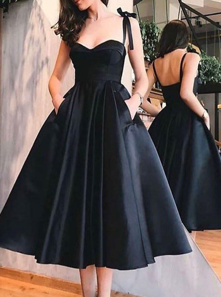straps black short prom dresses homecoming dress with pockets