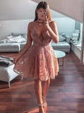 pink short homecoming dresses backless cocktail party dress