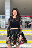 lace long sleeve jewel black homecoming dresses two piece short prom dress