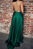 royal blue simple long prom dresses split evening party with pockets