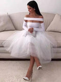 white homecoming dress for women long sleeve short evening party dress