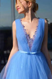 Cinderella Blue Prom Dresses Pageant Dress With Appliques MP188
