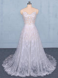 Spaghetti Straps Lace Wedding Dresses Backless Beach Bridal Dresses PW113