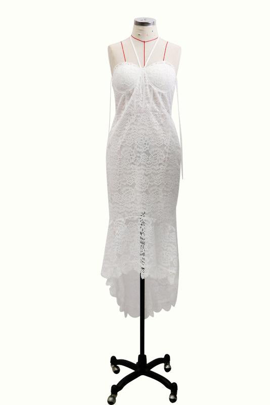 Simple Spaghetti-straps Lace Sheath Prom Dress, Lace Wedding Dress PW122