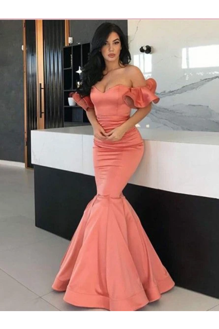 off the shoulder trumpet mermaid simple prom dress