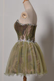 sweetheart camouflage short homecoming dress with rhinestones