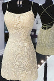 lace appliques sheath short prom dresses backless tight homecoming dress